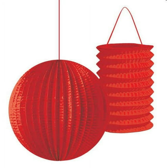 Red Tissue Lantern and Ball Party Decoration Set