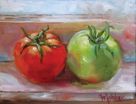 Red Tomato Green Tomato Canvas Art - Cheri Wollenberg (18 x 24)
