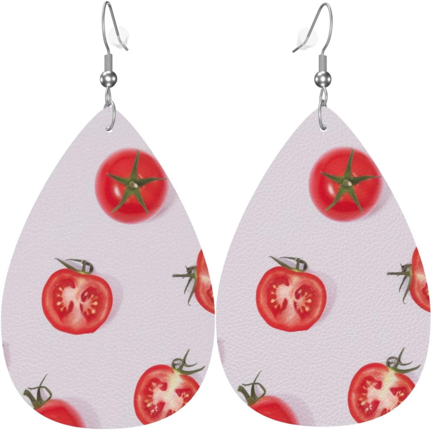 Red Tomatoes Earrings Top for Women PU Leather Dangle Earrings, Lightweight Leather Teardrop Dangly Ear Pendants Jewelry Gift[x877]
