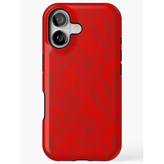Red Tonal Leafy Branch Tough Case for Select Apple iPhone 11, 12, 13 ...