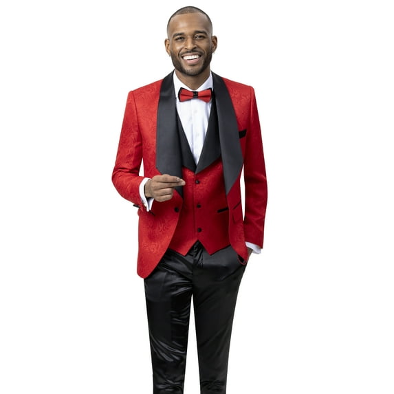 Red Tone on Tone Design Fashion Blazer J64