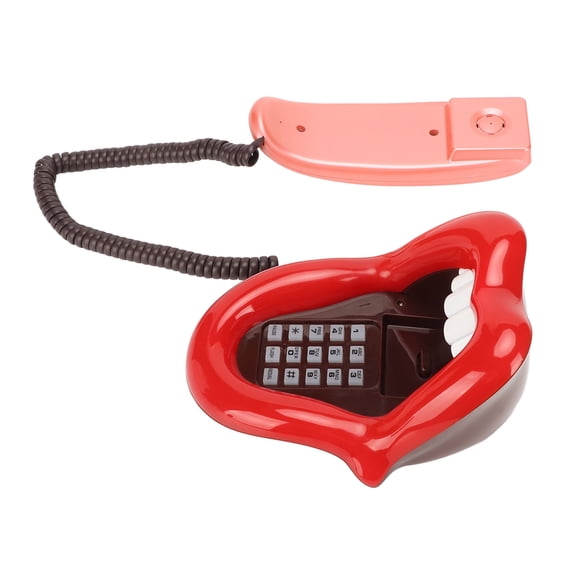 Red Tongue Corded Phone,Large Tongue Shape Landline Telephone Cute Big Red Tongue Corded Phone Wired Mouth Telephone Cartoon Shaped Real Landline Home Office Telephones Furniture Decor Red