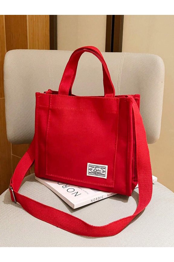 Red Top Handle Tote With Adjustable Crossbody Strap