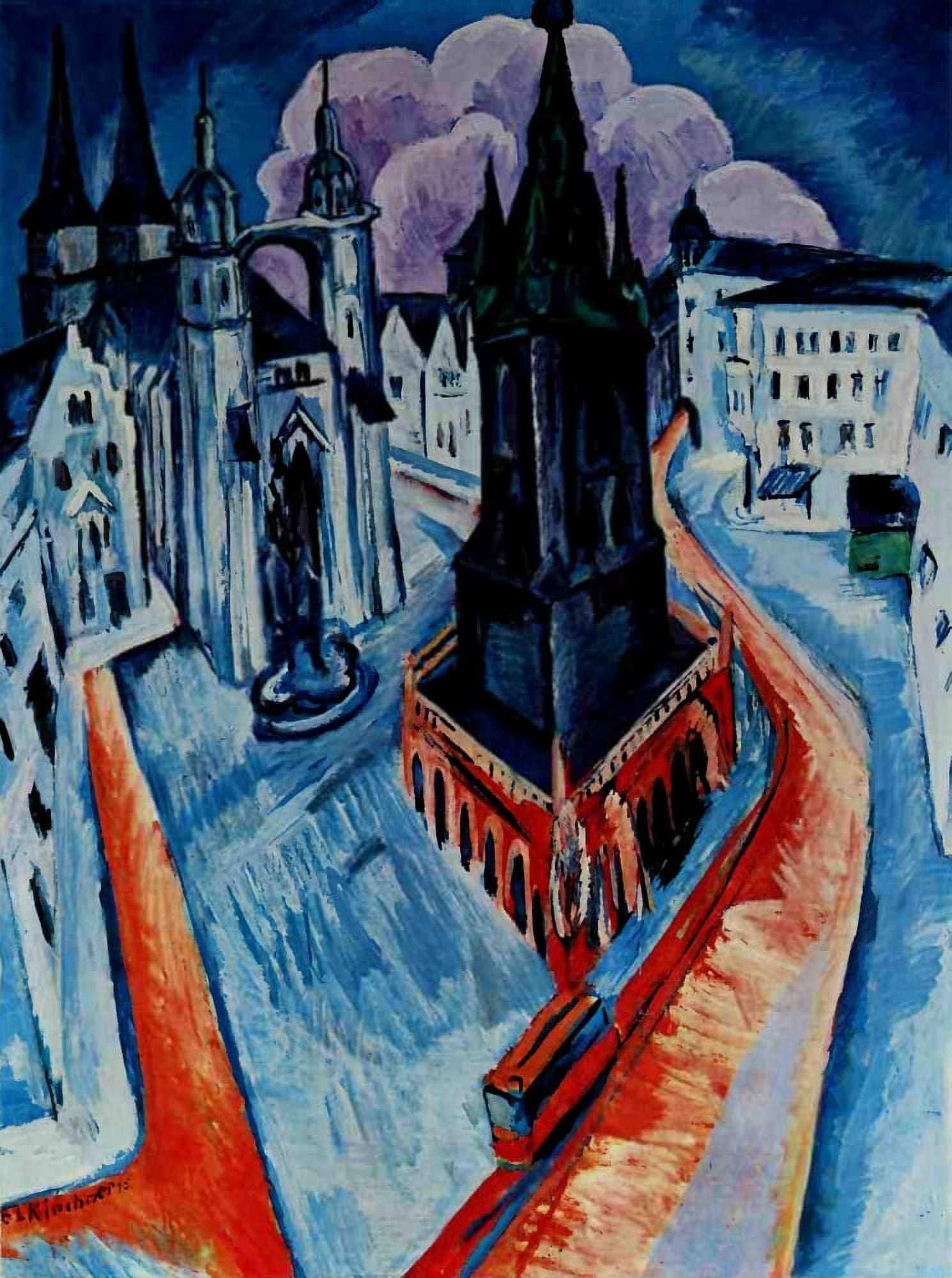 Red Tower in Halle 1915 Canvas Art - Ernst Ludwig Kirchner (18 x 24)