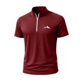 thumbnail image 1 of Red Track Gym Jogger Zip Up T Shirt for Man Summer Fall Short Sleeve Collared Neck Spandex Quick Dry Basic Tops Shirts Man 2026 Clothes Country Concert XL, 1 of 5