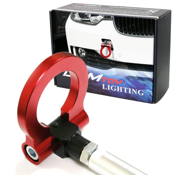 Red Track Racing Style Tow Hook Ring For BMW 1 2 3 4 5 X1 X3 X4 X5 X6 Series, For Mini Cooper F54 F55 R60 R61, Made of Lightweight Aluminum