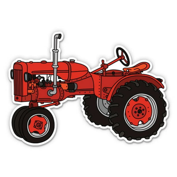 Red Tractor - 3" Vinyl Sticker - For Car Laptop Water Bottle Phone - Waterproof Decal