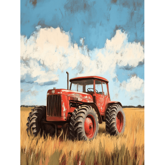 Red Tractor Canvas Painting Perfect for Farmhouse Barn Countryside Farm Decor Rustic Style Decor