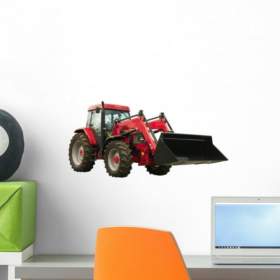 Red Tractor Wall Decal by Wallmonkeys Peel and Stick Graphic (18 in W x 9 in H) WM314039