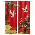thumbnail image 1 of Red Traditional Kitchen Curtains Vintage Crane Pine Flowers Natural Cafe Short Curtains for Bathroom Blackout Window Curtain Grommet Small Window Treatment Drapes for Bedroom Living Room 27.5"x39"x2, 1 of 9