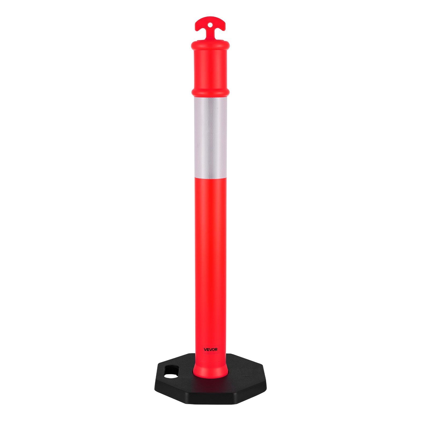Rubber Post Red Traffic Safety Delineator Posts, 48 Inches Tall (Set of 9) Weighted ...