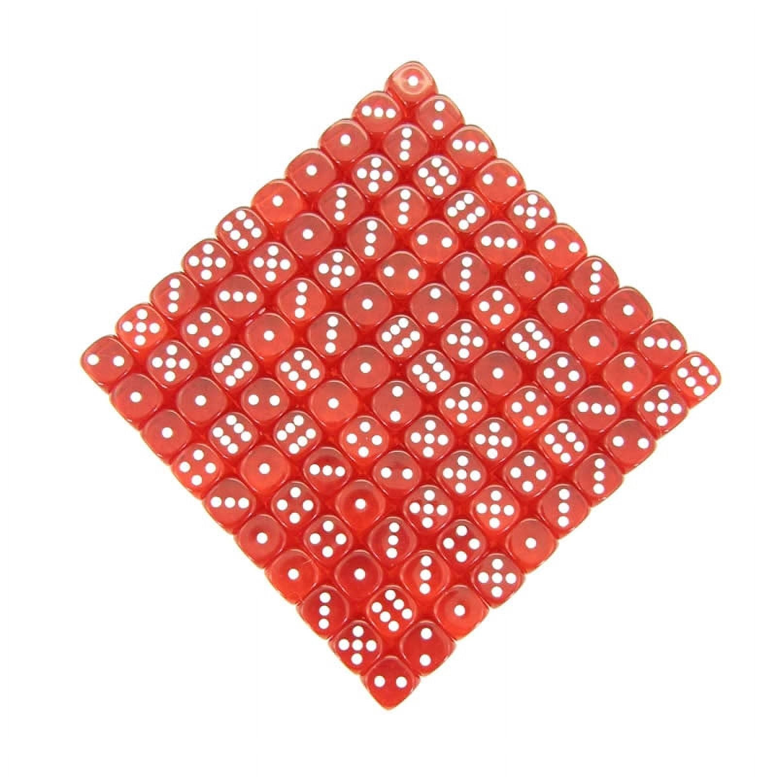 Red Translucent Dice with White Pips D6 12mm (1/2in) Pack Of 100 Wondertrail
