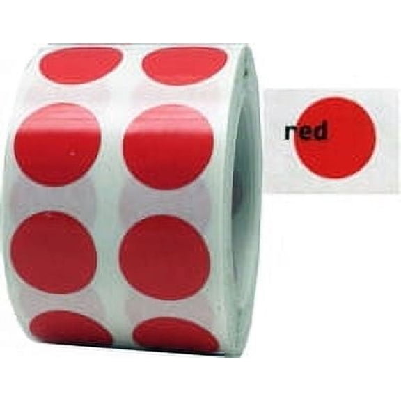 Red Transparent Circle Dot Stickers | 0.5" Inch Round | 1000 Pack