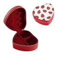 thumbnail image 1 of Red Travel Jewelry Box, Heart-Shaped PU Leather Organizer, Portable Storage Case for Rings, Earrings, Necklaces, Ideal Gift for Women, Travel Essentials Cartoon Style Ladybugs, 1 of 7