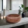 thumbnail image 1 of Red Travertine Vessel Sink – 16.14 Inch Round Hand-Polished Natural Stone Bathroom Sink, Durable Travertine Vanity Basin for Modern and Rustic Bathroom Design, 1 of 3