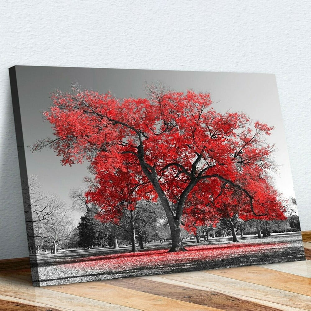 Red Tree Canvas Wall Art Prints Modern Artwork for Living Room Bedroom ...