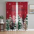 thumbnail image 1 of Red Tree Christmas Sheer Curtains 72 Inch Length 2 Panels Set, Xmas Tree Snowflake Plaid Voile Window Treatment Rod Pocket Curtains Sheers Drapes for Bedroom/Living Room/Kitchen 52"x72"x2, 1 of 7