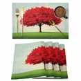 thumbnail image 1 of Red Tree Placemats Set of 12 Green Grass Gradient Sky Watercolor Place Mats Indoor Wipeable Table Mats Washable Cloth Dining Table Placemats for Kitchen Holiday Party Home Decor 13x19 Inch, 1 of 9