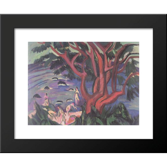 Red Tree on the Beach 20x24 Framed Art Print by Ernst Ludwig Kirchner