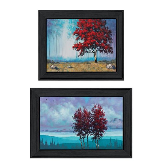 Trendy Decor4U "Red Trees" 2-Piece Vignette by Tim Gagnon, Black Frame