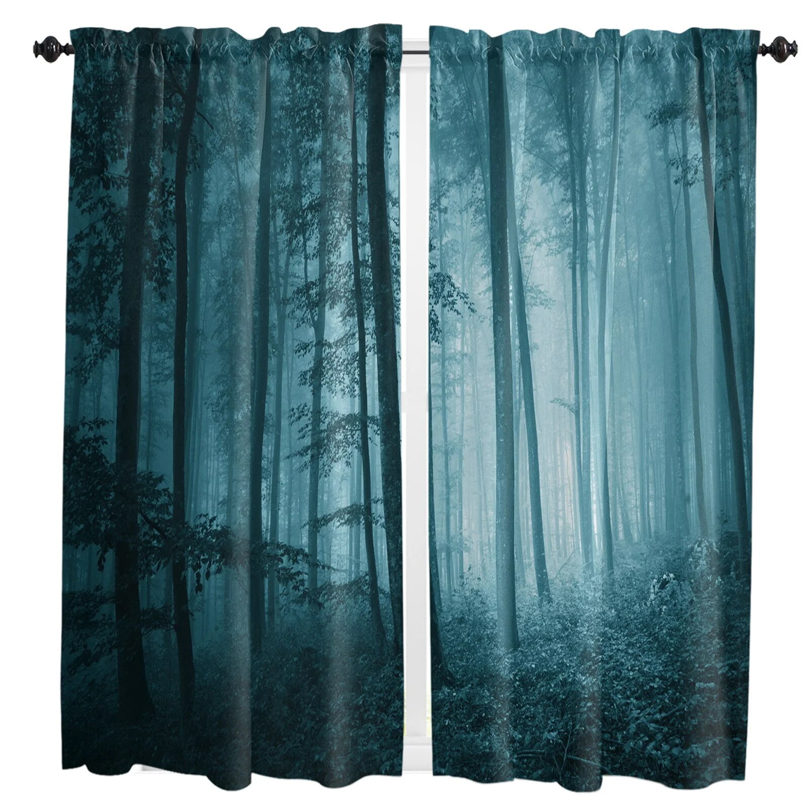 Red Trees Starry Sky Forest Curtain For Living Room Kids Bedroom Kitchen Window Curtains Home
