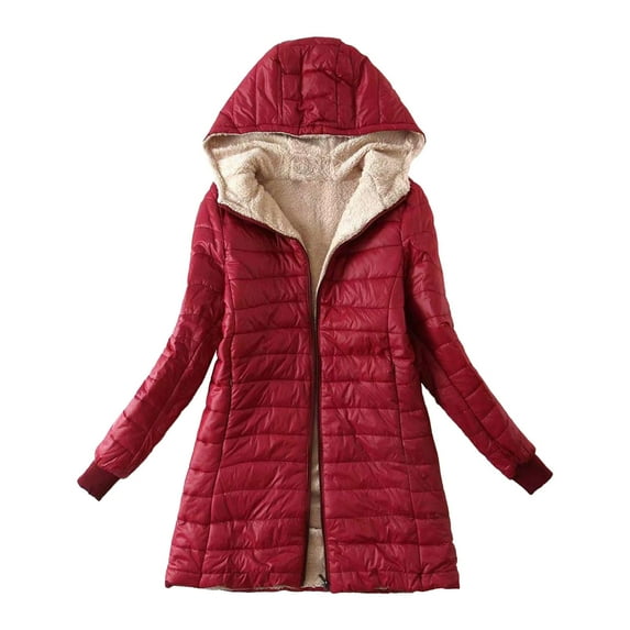 Red Trench Coats for Womens Fashion Long Down Jacket Plus Size Down Jacket Cotton Jacket Lightweight Down Jacket With Hooded Winter Jacket Womens Jacket Size 3XL