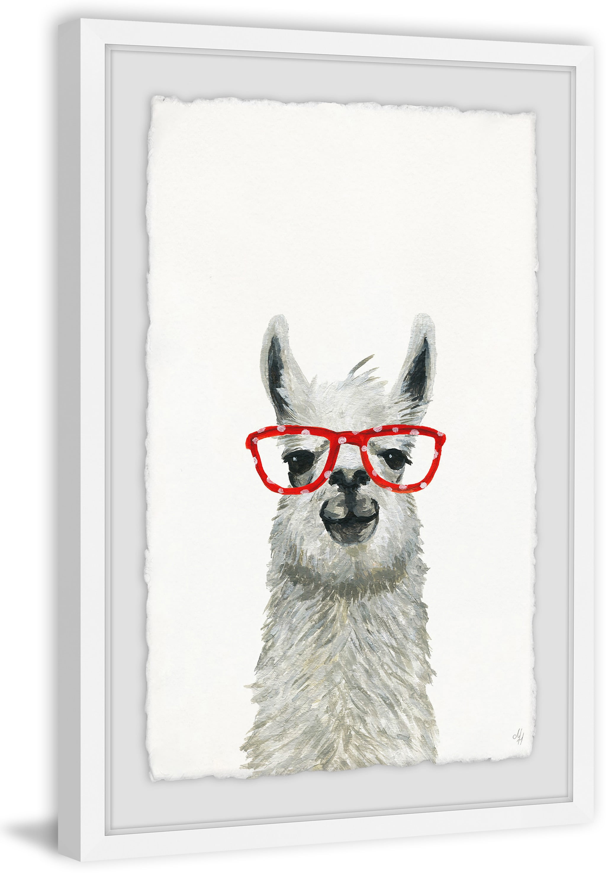 Red Trendy Llama Framed Painting Print