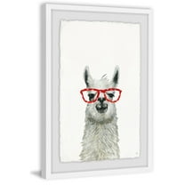 Red Trendy Llama Framed Painting Print