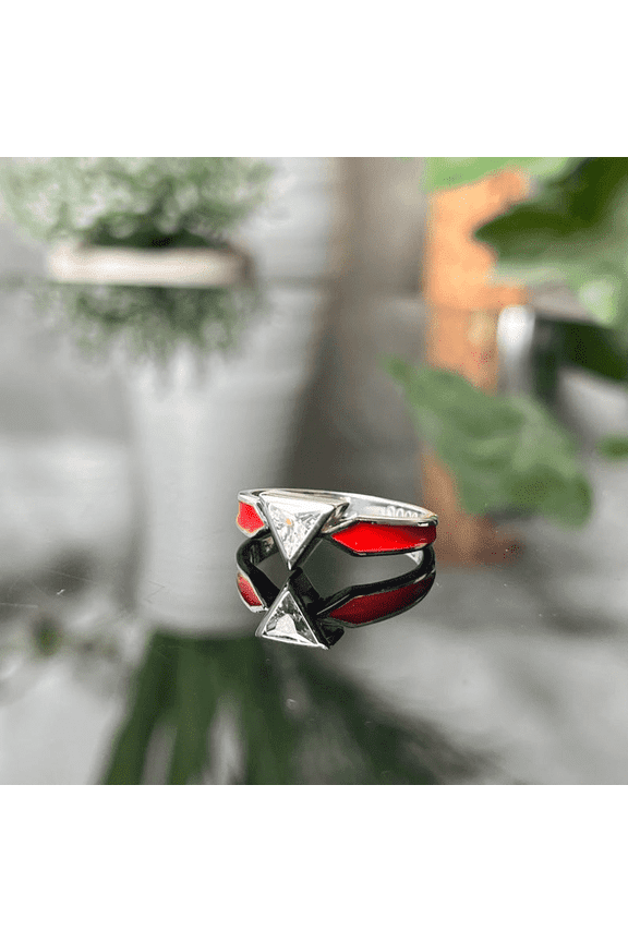 Red Triangle Statement Fashion Band For Women Personalized Text ,Inside Engraving