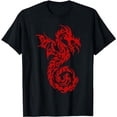 thumbnail image 1 of Red Tribal Dragon T-Shirt Chinese Firedrake Art Print, 1 of 5