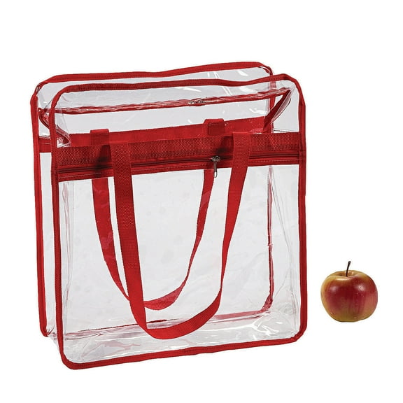 Red Trim Clear Team Spirit Tote - Favor Bagss - 1 Piece