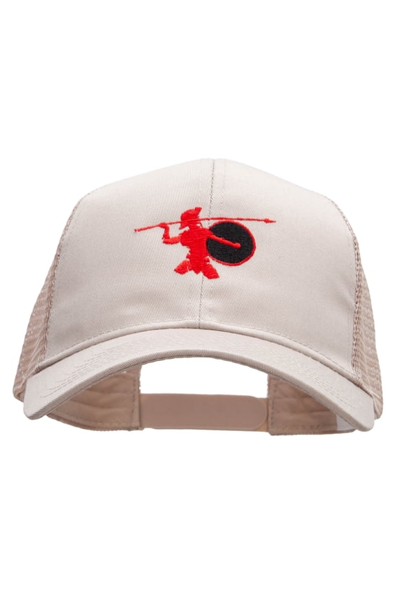 Red Trojan Embroidered Solid Cotton Prostyle Twill Mesh Cap - Khaki OSFM