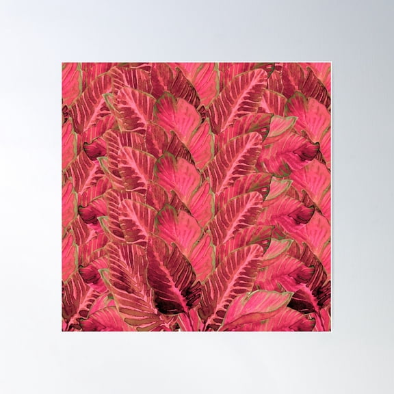 Red Tropical Jungle Wall Poster Wall Art, Modern Wall Decor For Living Room Bedroom, 30x30 UNFRAMED