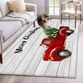 thumbnail image 1 of Red Truck Christmas Area Rug 4x6 Washable Rug Non Slip Xmas Tree Snowflake Grey Wooden Large Area Rug Indoor Floor Carpet for Entryway Bedroom Kitchen Living Room Home Office Dining Room Nursery, 1 of 8
