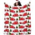 thumbnail image 1 of Red Truck Christmas Blanket Throw- Winter for Women Men Teens- Christmas Tree Santa Candy Cane Throw Blankets - Cute Red Christmas Blankets and Throws - Soft Decor Stuff, 50x60 inch, 1 of 6