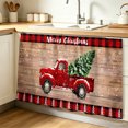 thumbnail image 1 of Red Truck Christmas Cabinet Curtain 32"Wx55"L,Dustproof Pantry Door Curtain W/ Self Adhesive Tape,Plaid Xmas Tree Snowflake Vintage Tall Storage Cover Privacy Drape for Bathroom Kitchen Laundry Room, 1 of 9