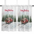 thumbnail image 1 of Red Truck Christmas Kitchen Curtain 2 Panels Curtains 54 Inch Length, Xmas Tree Snowflake Curtains Rod Pocket Curtains Window Drapes Treatment Window Cafe Curtains, 1 of 1