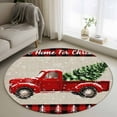thumbnail image 1 of Red Truck Christmas Round Rug 3ft Washable Circle Entryway Rugs Non Slip Red Black Plaid Xmas Tree Rustic Area Rug Indoor Floor Carpet for Bedroom Kitchen Living Room Home Office Dining Room Nursery, 1 of 8