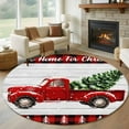 thumbnail image 1 of Red Truck Christmas Round Rug 5ft Washable Circle Kitchen Rugs Non Slip Red Black Plaid Xmas Tree Wooden Large Area Rug Indoor Floor Carpet for Bedroom Living Room Home Office Dining Room Nursery, 1 of 8