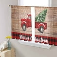 thumbnail image 1 of Red Truck Christmas Sheer Curtains 45 Inches Long, Xmas Tree Snowflake Vintage Light Filtering Window Curtains for Living Room/Bedroom, Rod Pocket Voile Sheer Curtain Drapes, 52"W x 45"L, 2 Panels, 1 of 9