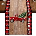 thumbnail image 1 of Red Truck Christmas Table Runner 60 Inches Long, Cotton Linen Table Runner Dresser Scarf, Plaid Xmas Tree Snowflake Vintage Fabric Tablerunners for Dining Coffee Tables Wedding Holiday Party 13"x60", 1 of 9