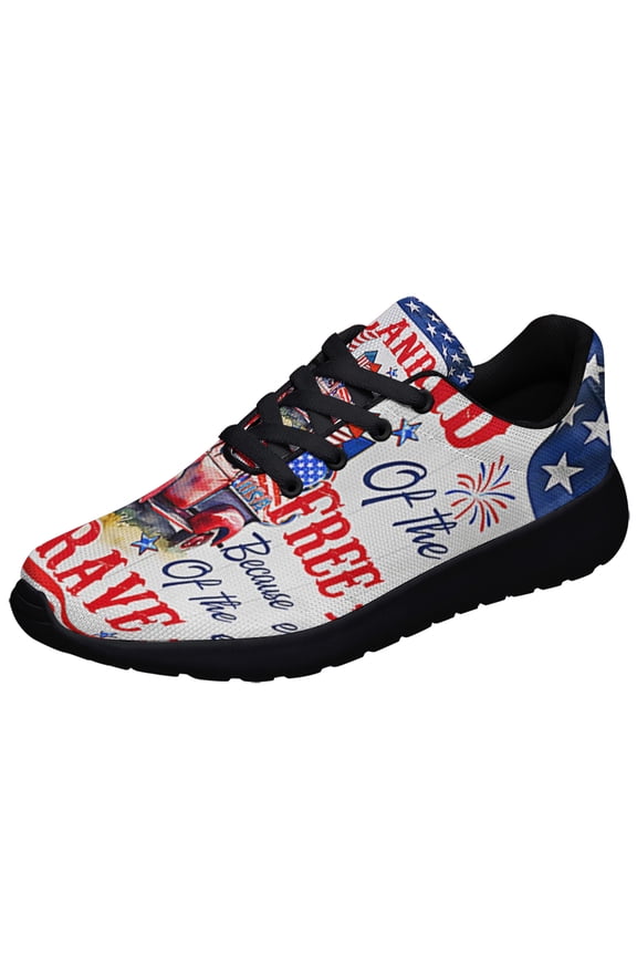 Red Truck Country Truck Happy 4th of JulyLand of The Free Because Of The Brave American flag Shoes Sneakers Black Size 5