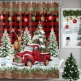 thumbnail image 1 of Red Truck Elk Shower Curtains for Bathroom, Snowman Snowman Christmas Tree Red Plaid Waterproof Fabric Shower Curtain for Bathroom Bathtub Decoration, Machine Washable, 36"x72", 1 of 9