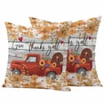 thumbnail image 1 of Red Truck Fall Outdoor Waterproof Pillow Covers, Thanksgiving Botanical Pumpkins Leaves Wooden Decorative Square Throw Pillowcase Sofa Cushion Sham for Patio/Couch/Chair, 26"x26" 2 Pack, 1 of 8