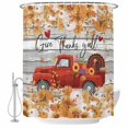 thumbnail image 1 of Red Truck Fall Shower Curtain, Waterproof Shower Curtains for Bathroom, Thanksgiving Botanical Pumpkins Leaves Wooden Washable Fabric Bathtub Curtain Set Bath Decor with 12 Hooks Long 72"x84", 1 of 8