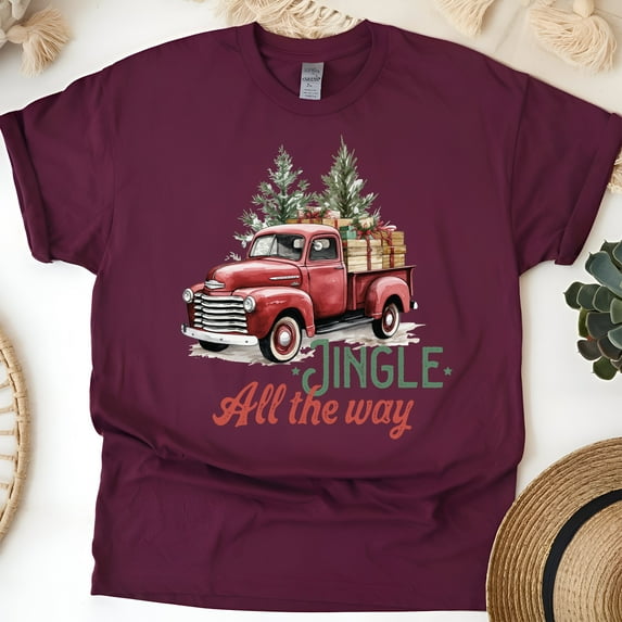 Red Truck Graphic T-Shirt | Vintage Pickup Tee for Men Women Kids, Maroon, Size S