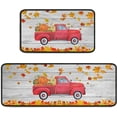 thumbnail image 1 of Red Truck Pumpkin Fall Kitchen Rugs Set 2Pcs Soft Standing Area Mat for Farmhouse Doormat Outdoor Harvest Decor 17"x47"+17"x30", 1 of 6