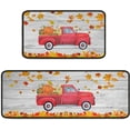 thumbnail image 1 of Red Truck Pumpkin Fall Kitchen Rugs Set 2Pcs Non Slip Kitchen Floor Rug and Mat Waterproof Kitchen Runner Rug Comfort Soft Standing Area Mat for Farmhouse Doormat 17"x47"+17"x30", 1 of 1