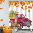 thumbnail image 1 of Red Truck Shower Curtain for Bathroom Autumn Maple Leaves Thanksgiving Pumpkins Rustic Farmhouse Shower Curtain Water Repellent Polyester Fabric 72H x 72W inches, 1 of 6