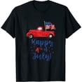 thumbnail image 1 of Red Truck With American Flag Happy 4th Of July Tshirt Gift, 1 of 5